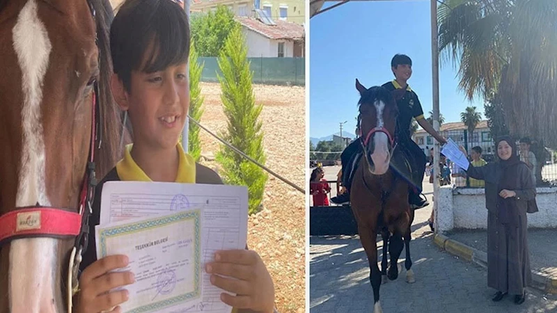 Karneye atla geldi, görenleri hayrete düşürdü!